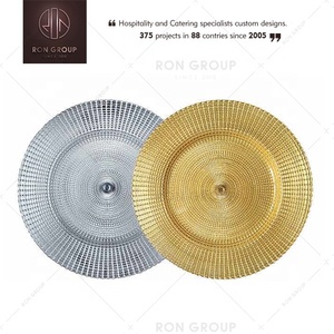 Assiettes de présentation en verre doré Plats de mariage élégants rectangulaires et ronds pour fêtes et événements pour hôtels - Product Image 1