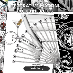Vente chaude, pics à cocktail Martini en acier inoxydable écologiques, vaisselle jetable pour les mariages, les fêtes, les voyages, le camping, Noël - Product Image 2