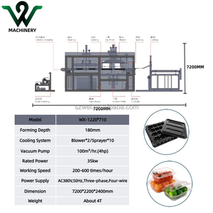 Machine de thermoformage pour boîtes à fruits en plastique usagées et assiettes jetables, certifiée CE, faible consommation d'énergie, haute capacité, entretien facile, service à vie - Product Image 4