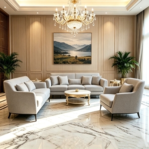 Ensemble de canapés modulaires en tissu <span class=keywords><strong>gris</strong></span> <span class=keywords><strong>clair</strong></span> moderne, <span class=keywords><strong>canapé</strong></span>-<span class=keywords><strong>lit</strong></span> en forme de L avec rembourrage en éponge, 3+2+1 places, meubles de salon pour appartement - Product Image 1