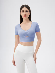 <span class=keywords><strong>Camiseta</strong></span> <span class=keywords><strong>de</strong></span> Yoga <span class=keywords><strong>para</strong></span> <span class=keywords><strong>Mujer</strong></span> con Relleno en el Pecho, Cuello en V, Ajustada, Sexy, Deportiva, <span class=keywords><strong>de</strong></span> Secado Rápido <span class=keywords><strong>para</strong></span> Fitness, Running y Entrenamiento - Product Image 2