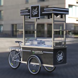 Magnifique chariot de restauration mobile avec roues et toit / Petit kiosque à crêpes extérieur, présentoir à gaufres portable / Conception de stand à vendre - Product Image 1