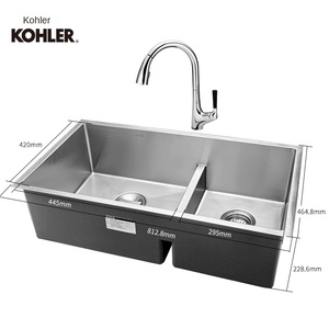 304 Stainless Steel Double Handmade Thickened Kitchen <b>Vegetable</b> Basin Without 30 Size - Product Image 3