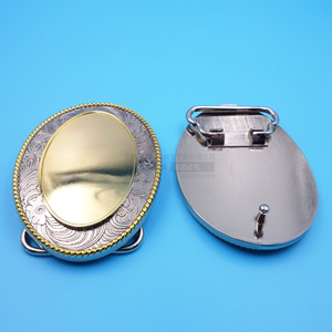Hebilla de cinturón ovalada de aleación de zinc, chapada en oro y plata, para accesorios de cinturón de vaquero occidental. - Product Image 2