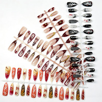 Faux ongles faits main en ABS, style gothique sombre, design Y2K Spicy Girl, pour les doigts, forme cercueil longue