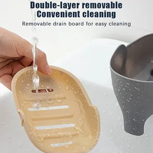 Boîte à Savon NOUVELLE Double Couche Moderne en Plastique Écologique Créative Mignonne en Forme d'Éléphant Étanche avec Égouttoir Accessoires de Cuisine et Salle de Bain - Product Image 3