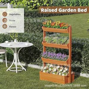 Wooden Planter Box 4 Tier Outdoor Garden Flower <b>Pot</b> <b>Stand</b> For Plants And Herbs - Product Image 3