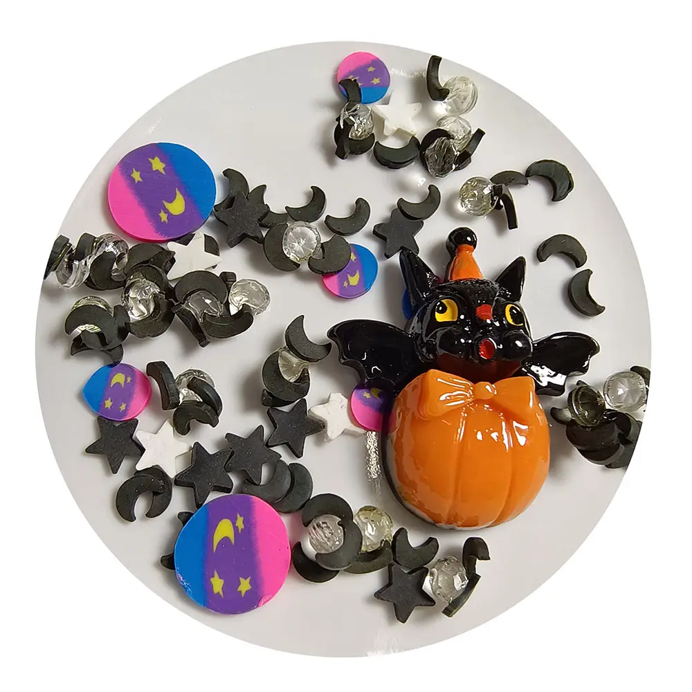 Bán buôn Slime Charms thiết kế mới phim hoạt hình Halloween nhựa ma bí ngô BAT DIY Craft Phụ kiện cho điện thoại trường hợp trang trí