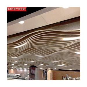 现代3D波浪形穿孔铝制天花板型材，防火、隔音、防水、耐火，适用于酒店、户外健身房 - Product Image 3