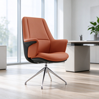 Chaise de bureau ergonomique moderne réglable en cuir PU avec cadre en aluminium, accoudoirs fixes, appui-tête et soutien lombaire pour ordinateur de bureau