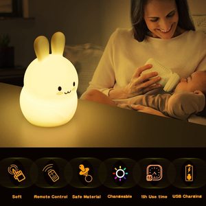 Lampe LED en Silicone avec capteur tactile à distance, <span class=keywords><strong>lapin</strong></span> de couleur, lampe de chevet, <span class=keywords><strong>veilleuse</strong></span> pour enfants, chambre à coucher, Usb Rechargeable - Product Image 5