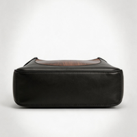 Sac bandoulière classique en cuir véritable noir pour femme, petit format MINI, texture bois