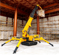 Grue araignée de 3 tonnes avec nacelle pour personnel, stabilisateurs hydrauliques complets pour le nettoyage de fenêtres à grande hauteur