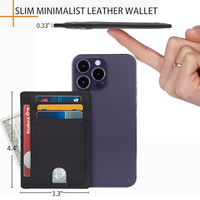 Dompet saku depan Rfid lengan kartu kustom tempat kartu ramping minimalis pemegang paspor kredit kulit PU