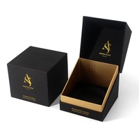 Premium 10oz wadah lilin silinder beraroma Foil emas hitam Matte kaku kotak kemasan hadiah kustom untuk lilin kosmetik