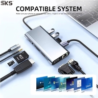 Adaptador Hub USB C 11/10/8/7/6/5/4/3 en 1 con HDMI 4K 30Hz, Carga PD, RJ45, Lector de Tarjetas VGA, Audio para Laptop