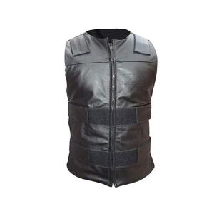 Chaleco de moto de Estilo Vintage ajustado con cremalleras largas para hombre, chaleco negro de piel de vaca PU transpirable a la moda para motociclistas - Product Image 1