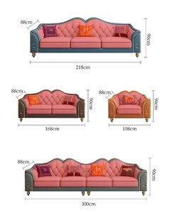Set Divani in Pelle 1+2+3 Stile Americano per Soggiorno, Combinazione di Divani di Lusso Leggero per Appartamento - Product Image 6