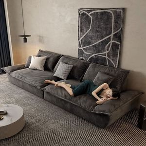Sofá de Tela Estilo Italiano, Sofá Recto de Tres Plazas, Moderno y Minimalista, Tapizado con Relleno de Espuma, Sofá para Sala de Estar - Product Image 1