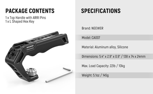 NEW <span class=keywords><strong>NEEWER</strong></span> CA007 Poignée supérieure pour appareil photo avec broches de localisation ARRI 3/8" - Product Image 6