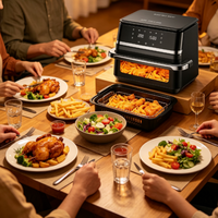 Friteuse à air grande capacité avec panneau tactile intelligent, température réglable, 360° °   Appareil de cuisson à circulation d'air chaud pour la cuisine à domicile