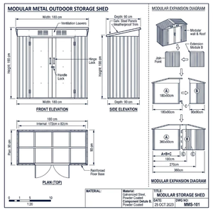 Armadio Modulare in Metallo per Esterni ad Alta Resistenza, Casetta Porta Attrezzi in Acciaio Zincato Resistente alle Intemperie con Serratura Intelligente per Giardino e Patio - Product Image 6