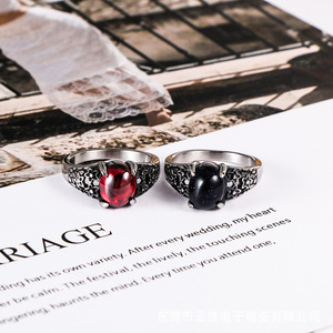 Retro Floral Stainless Steel Gemstone <b>Ring</b> SA664 Wedding <b>Couple</b> Unisex Jewelry - Product Image 1