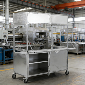 Remorque alimentaire mobile pliable en acier inoxydable à 4 roues pour café, bonbons, crème glacée, hot-dogs, frites – Résistante à la rouille pour entreprise mobile - Product Image 6