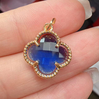 Pendentifs et breloques en métal, verre et zircon, motif trèfle à quatre feuilles, pour la fabrication de bijoux, colliers, bracelets, cadeau de fête