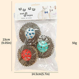 Mainan bola cakar kucing interaktif, jalur kertas bergelombang tahan lama + bola bel bel bel, ramah cakar, tahan gigitan - Product Image 4