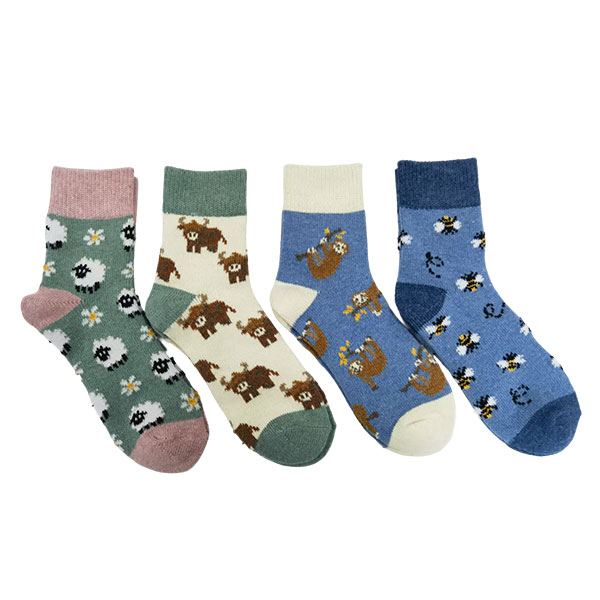 Custom Crew Knitted Thermal Thick Wool/Nylon Socks for Kids Boys Comfortable Soft Warm Casual Daily Use