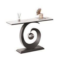 Console murale minimaliste de luxe léger en acier avec plateau en ardoise pour entrée, couloir ou placement en face de la porte