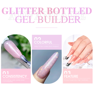 एक बोतल डरोई हेमा मुक्त छाया में 211 रंग ग्लिटर जेल बिल्डर नाखून जेल तरल - Product Image 4