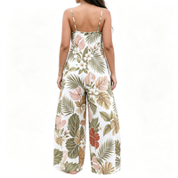 Combinaison Hawaïenne sans Manches à Imprimé Floral en Polyester et Rayonne, Coupe Ample et Décontractée, Style Bohème, Qualité Supérieure, Collection 2026 pour Femme