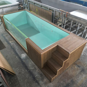 Piscina de fibra de vidrio sobre el suelo, con azulejos de vidrio transparentes para hidromasaje, mosaico, para exteriores, con contenedor, seguridad para piscinas - Product Image 4