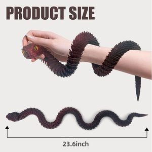 24 pulgadas 60cm creativo divertido negro rojo serpiente víbora modelo 3D impreso articulado Animal ornamento plástico Festival regalo para amigos - Product Image 4