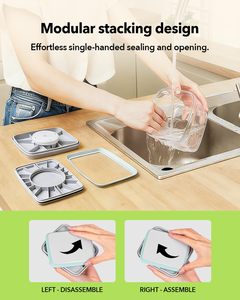 Conteneur de stockage alimentaire en plastique transparent hermétique de grande taille au design moderne, distributeur de farine, de riz et de céréales, organisateur de cuisine avec couvercles - Product Image 2