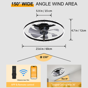 <b>Ceiling</b> Fan with <b>Light</b> Crystal Dimmable color brightness 6-Speed Quiet DC Motor with APP&<b>Remote</b> <b>Control</b> for living room bedroom - Product Image 5