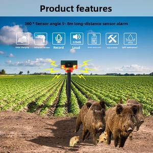 Yeni tasarım su geçirmez şarj edilebilir güneş açık hayvan kovucu ultrasonik kuş vahşi hayvan köpekler rakun tilkiler Hares kovucu - Product Image 3