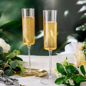 Clear 6 Oz Disposable Square Plastic Champagne <b>Glasses</b> for Party Birthday Anniversary Wedding - Product Image 6