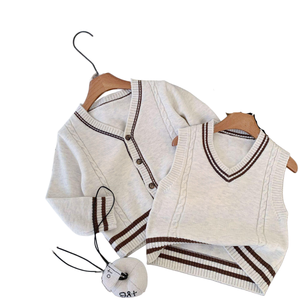 <span class=keywords><strong>Gilet</strong></span> <span class=keywords><strong>en</strong></span> tricot polyvalent pour enfants, cardigan sans manches, <span class=keywords><strong>gilet</strong></span> boutonné, vêtement d'extérieur décontracté pour garçons, haut pour l'automne et l'hiver - Product Image 4