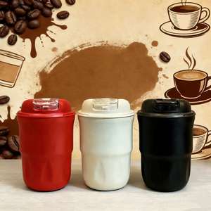 Vaso de acero inoxidable 316, taza aislada blanca, negra, roja, portátil para viaje, con tapa, para café y agua - Product Image 1