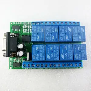 R221A08 12VDC 8ch Relé de puerto serie DB9 UART RS232 Interruptor para control Iluminación del hogar Calentador de agua eléctrico