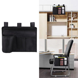 Multi Pocket Hanging <b>Storage</b> Bag <b>Black</b> Wall Mounted Organizer For Bedside Dorm Bunk <b>Bed</b> Use Canvas Material - Product Image 4