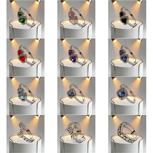 Anillo de Plata de Ley 925 con Corazón y Flor, Tallas 6, 7, 8, 9, en Rojo, Azul, Rosa y Verde, Anillos para Mujer, Joyería Fina, Regalos para Mamá - Product Image 1