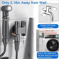 Kit de pulvérisation pour bidet avec robinet d'angle 1 entrée 2 sorties, pistolet WC haute pression en acier inoxydable 304 avec support mural