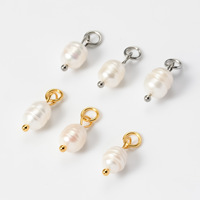 Pendentif à breloque perle baroque irrégulière d'eau douce naturelle en acier inoxydable fin pour la fabrication de bijoux à bricoler soi-même collier boucles d'oreilles Bracelet