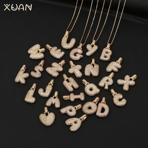 Collana Personalizzata con Iniziale Alfabetica 3D in Acciaio Inossidabile con Design a <span class=keywords><strong>Lettera</strong></span> a Bolla e Zirconi Cubici Effetto Ghiaccio - Product Image 2