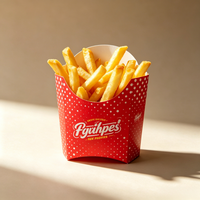 Boîte à frites pliable personnalisée résistante à l'huile pour restaurant de restauration rapide, vente en gros en vrac