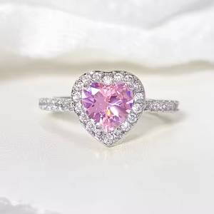 נשים יוקרה קלסית מעוקב זירקון ורוד טבעת לב היפואלרגני 925 כסף עגילי הברגה - Product Image 2